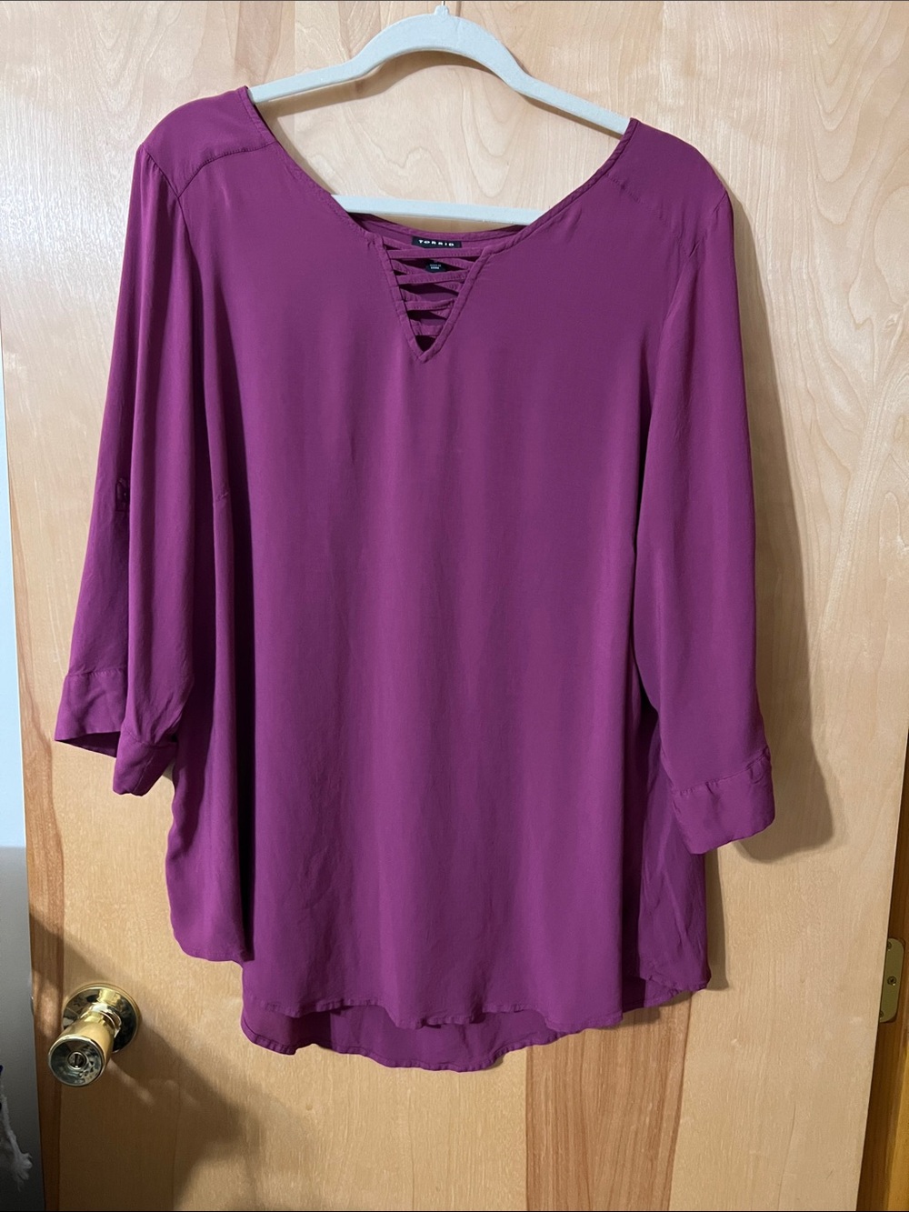 torrid Raspberry Lattice-Front Blouse